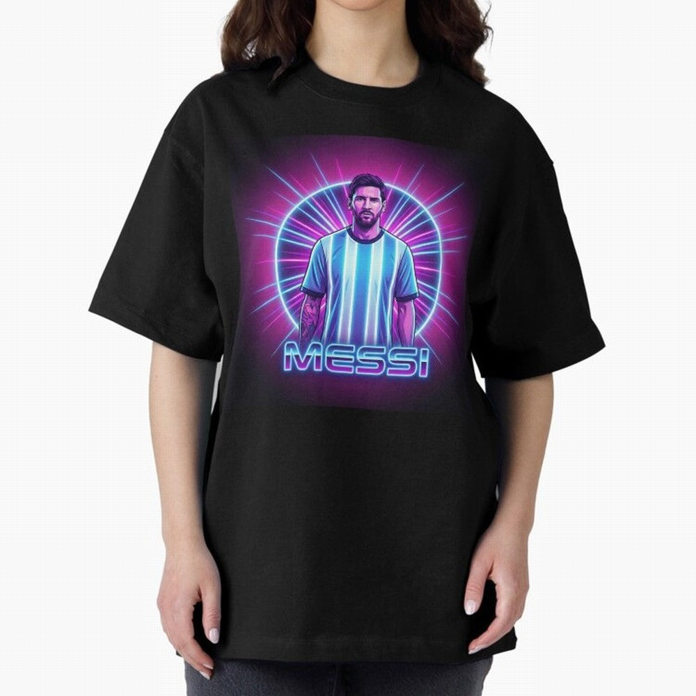 ?Argentina Football Legend Messi Cyberpunk Retro Futurist Design (Version 4) Classic T-Shirt Celebrate the Road through FIFA World Cup 2026 USA Canada Mexico Spirit, Centered on Germany, Cristiano Ronaldo, Haaland and CR7, Football History, Final