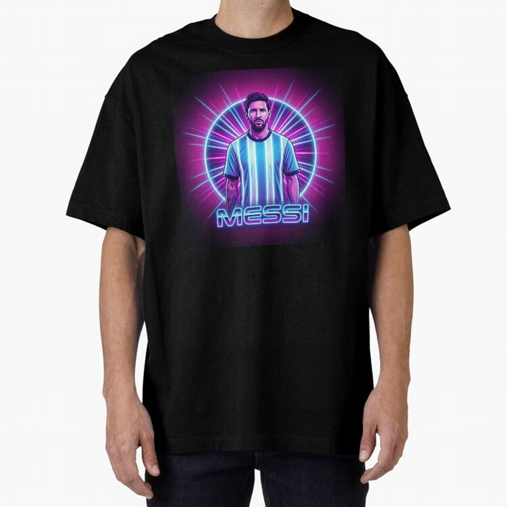?Argentina Football Legend Messi Cyberpunk Retro Futurist Design (Version 4) Classic T-Shirt Celebrate the Road through FIFA World Cup 2026 USA Canada Mexico Spirit, Centered on Germany, Cristiano Ronaldo, Haaland and CR7, Football History, Final