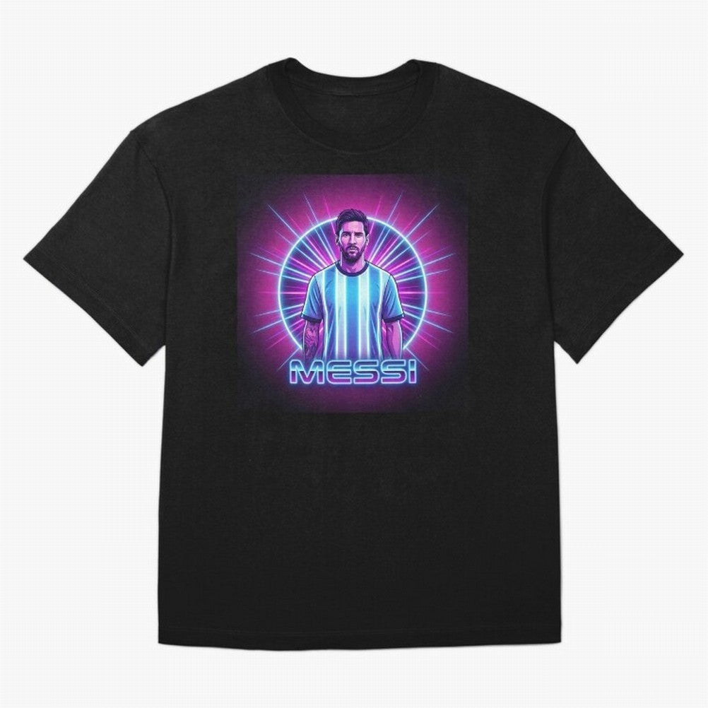 ?Argentina Football Legend Messi Cyberpunk Retro Futurist Design (Version 4) Classic T-Shirt Celebrate the Road through FIFA World Cup 2026 USA Canada Mexico Spirit, Centered on Germany, Cristiano Ronaldo, Haaland and CR7, Football History, Final