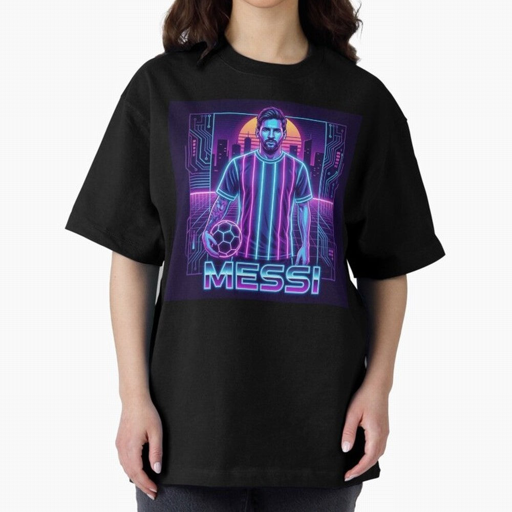 ?Argentina Football Legend Messi Cyberpunk Retro Futurist Design (Version 3) Classic T-Shirt Follow the Road to FIFA World Cup 2026 Group Stage Inspired by Haaland, Brazil, Portugal and Argentina Energy, Stadium Chants, National Pride, Trophy
