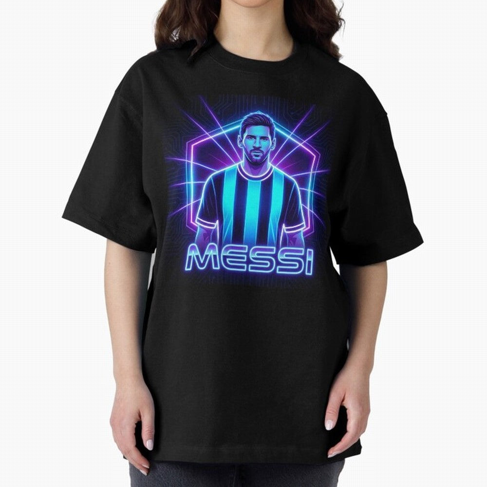 ?Argentina Football Legend Messi Cyberpunk Retro Futurist Design (Version 2) Classic T-Shirt Make Every Kick Count in FIFA World Cup 2026 Group Stage for Fans of Messi and Cristiano Ronaldo and Argentina, France and Brazil, Bringing Supporter