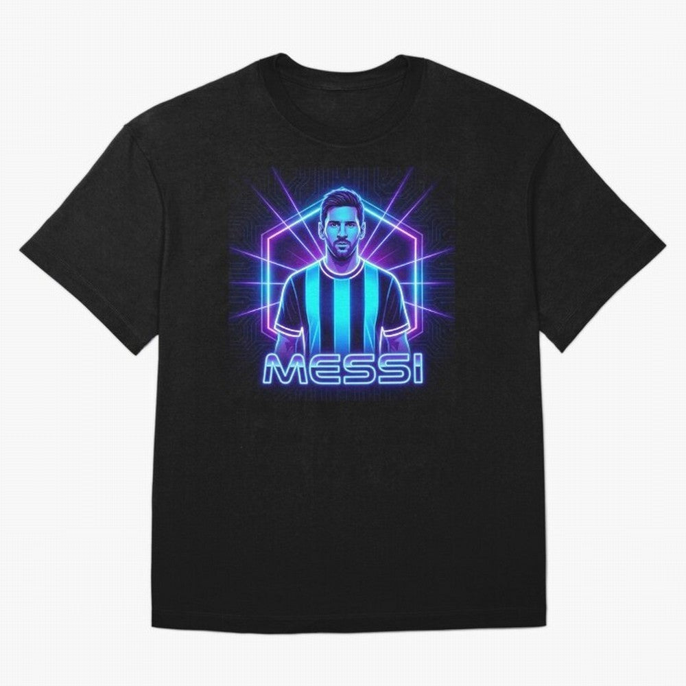 ?Argentina Football Legend Messi Cyberpunk Retro Futurist Design (Version 2) Classic T-Shirt Make Every Kick Count in FIFA World Cup 2026 Group Stage for Fans of Messi and Cristiano Ronaldo and Argentina, France and Brazil, Bringing Supporter