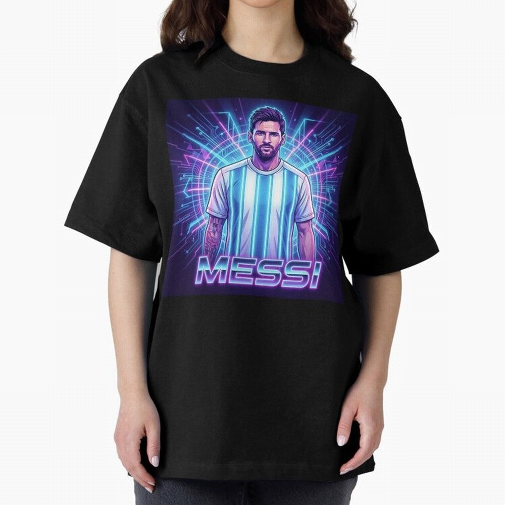 ?Argentina Football Legend Messi Cyberpunk Retro Futurist Design Classic T-Shirt Share the Excitement of FIFA World Cup 2026 USA Canada Mexico for Fans of Cristiano Ronaldo and Portugal, Spain and Germany, Bringing Game Day Rituals, Football