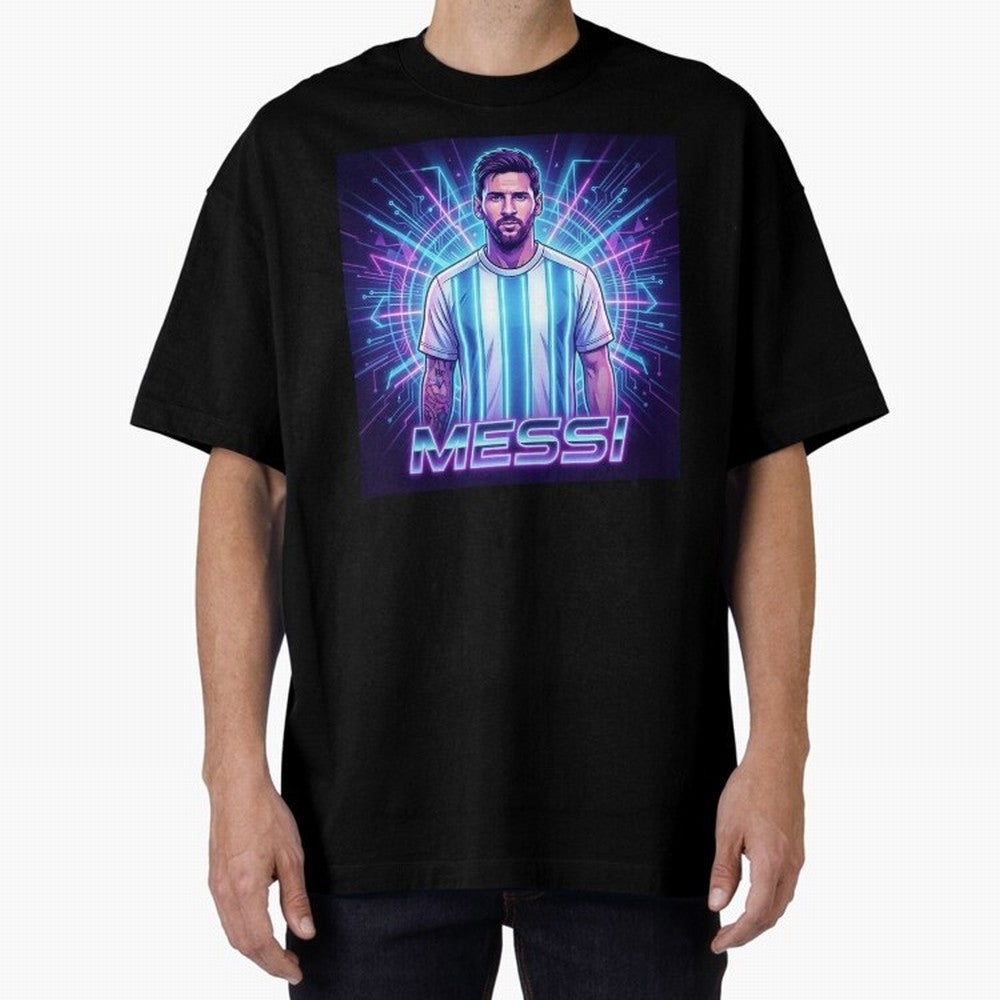 ?Argentina Football Legend Messi Cyberpunk Retro Futurist Design Classic T-Shirt Share the Excitement of FIFA World Cup 2026 USA Canada Mexico for Fans of Cristiano Ronaldo and Portugal, Spain and Germany, Bringing Game Day Rituals, Football