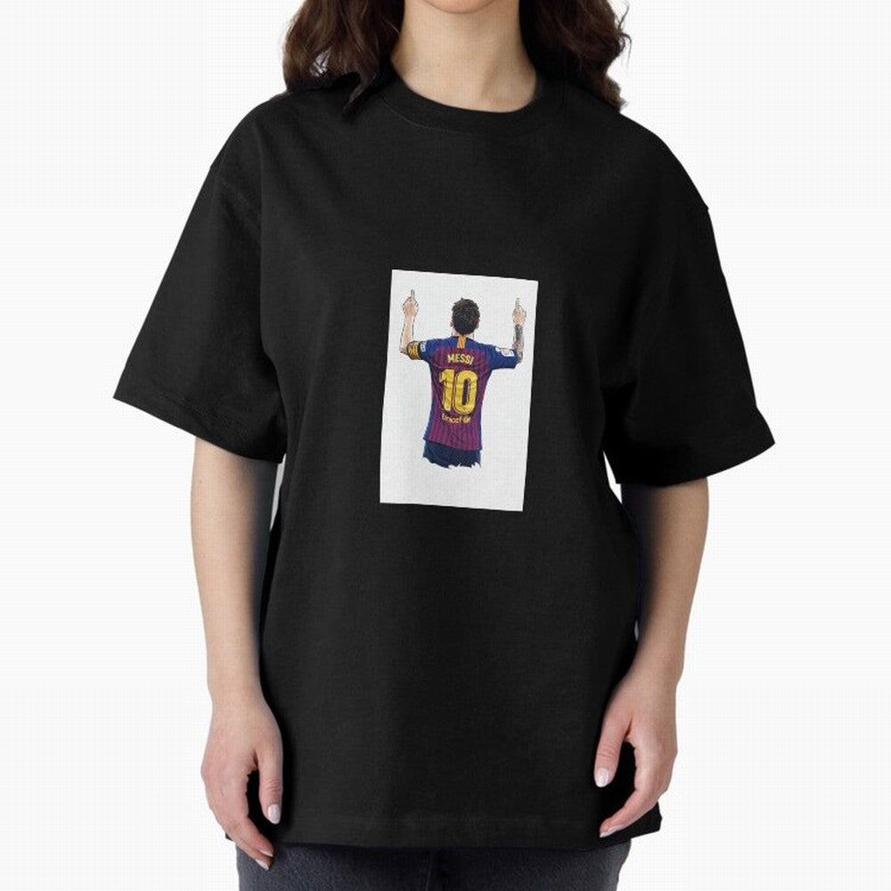 Lionel Messi Celebration Outline Barcelona FC Oversized T-Shirt Carry National Pride through Match Day Hype around FIFA World Cup 2026 USA Canada Mexico, Neymar, England, Tournament Hype, Historic Matchups, Family Viewing Parties and Global Sports