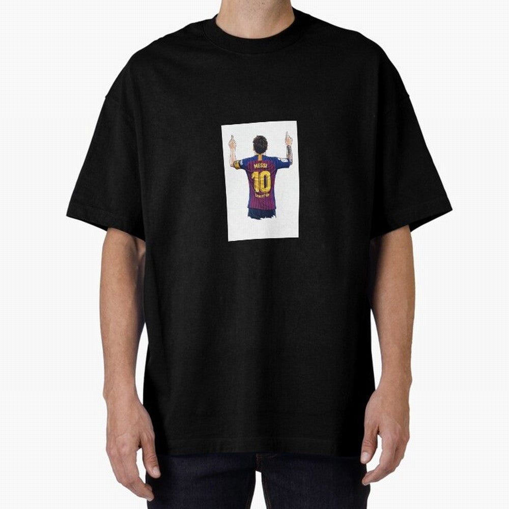 Lionel Messi Celebration Outline Barcelona FC Oversized T-Shirt Carry National Pride through Match Day Hype around FIFA World Cup 2026 USA Canada Mexico, Neymar, England, Tournament Hype, Historic Matchups, Family Viewing Parties and Global Sports