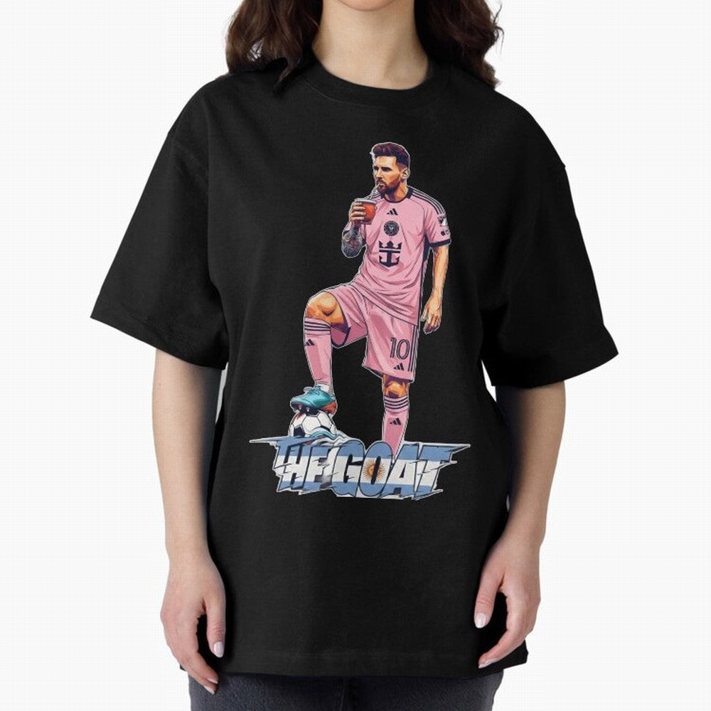 Messi Illustrated Style Drinking Mate ¨C Design by The Goat - Inter Miami Classic T-Shirt Step into FIFA World Cup 2026 Made for Neymar, Haaland and Cristiano Ronaldo, Portugal Energy, Stadium Memories, Football Loyalty, International Chants and