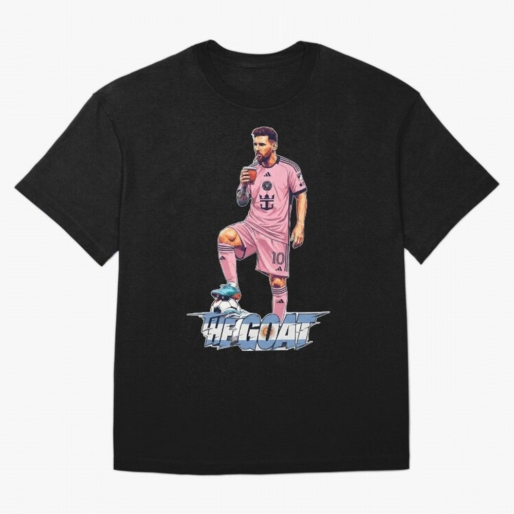 Messi Illustrated Style Drinking Mate ¨C Design by The Goat - Inter Miami Classic T-Shirt Step into FIFA World Cup 2026 Made for Neymar, Haaland and Cristiano Ronaldo, Portugal Energy, Stadium Memories, Football Loyalty, International Chants and