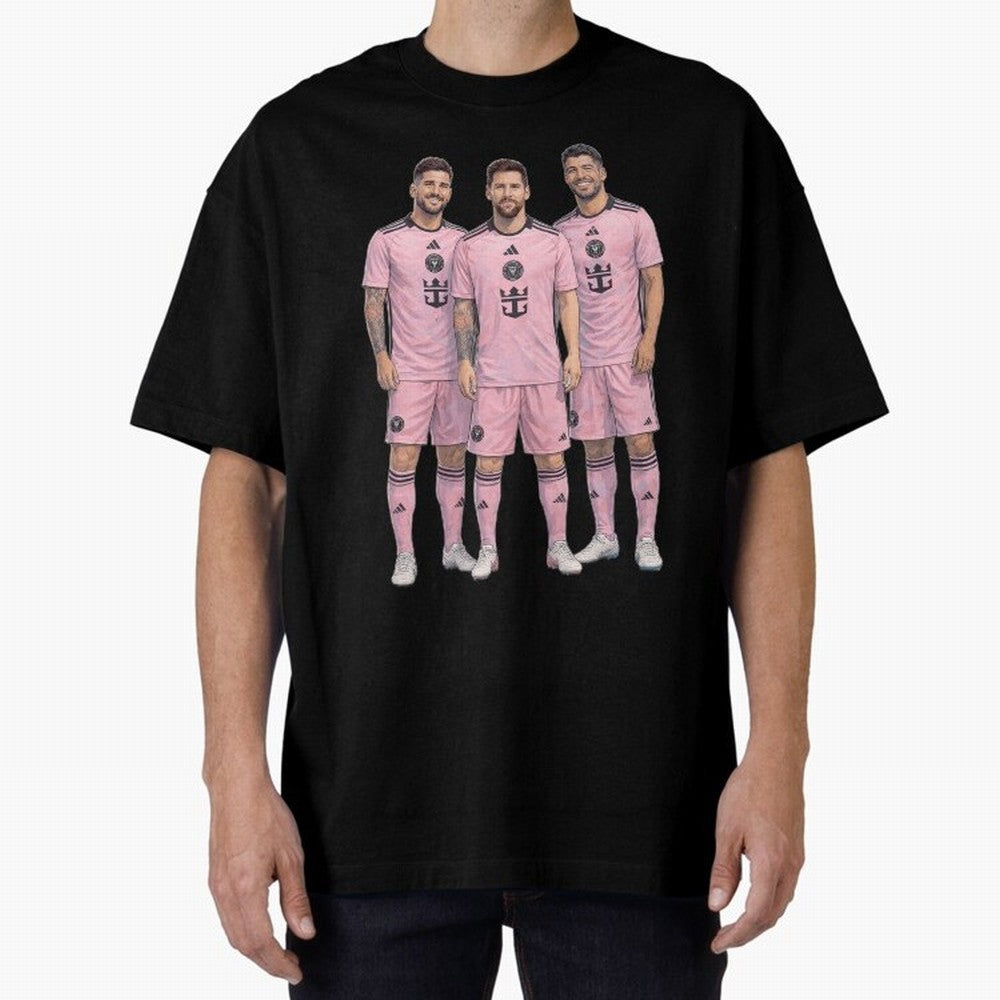Messi, De Paul and Suarez Inter Miami artistic style ¨C MLS Soccer Oversized T-Shirt Celebrate Football Dreams Across FIFA World Cup 2026 USA Canada Mexico Spirit, Built around Spain, CR7, Stadium Memories, Football Loyalty, International Chants