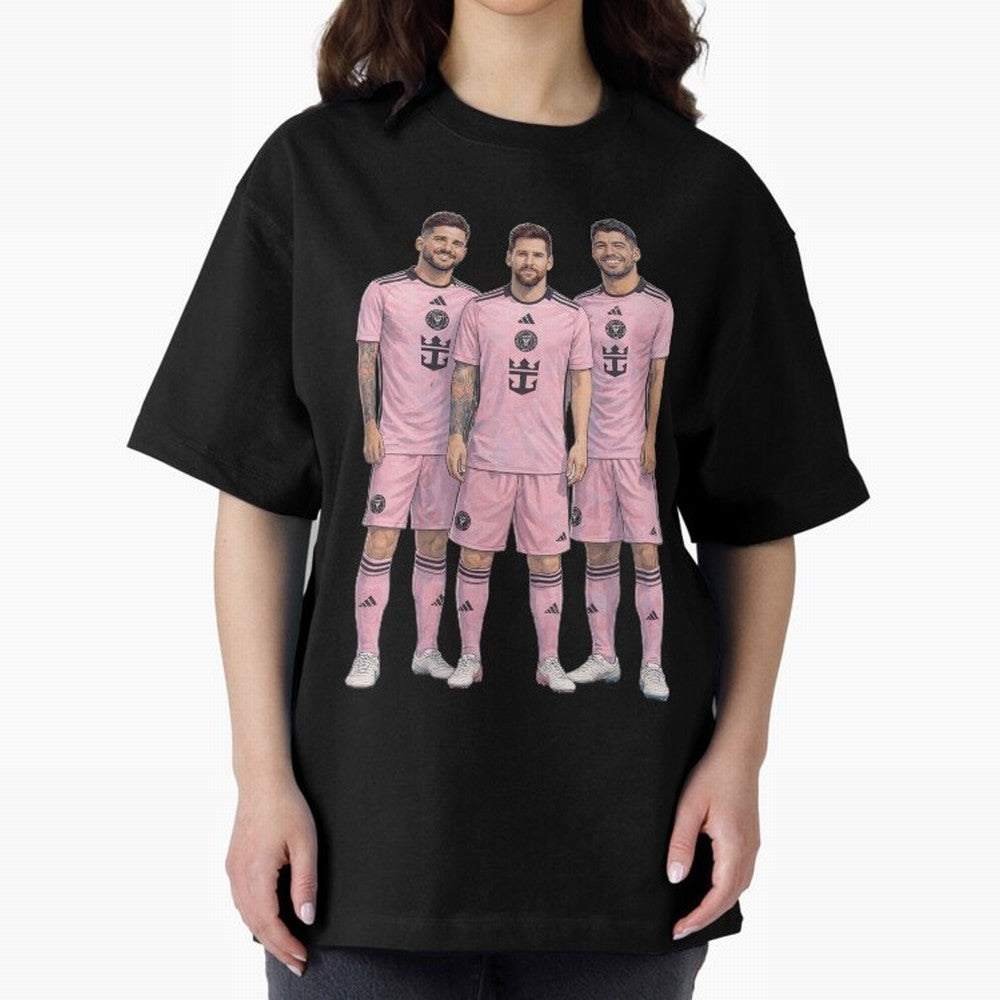 Messi, De Paul and Suarez Inter Miami artistic style ¨C MLS Soccer Oversized T-Shirt Celebrate Football Dreams Across FIFA World Cup 2026 USA Canada Mexico Spirit, Built around Spain, CR7, Stadium Memories, Football Loyalty, International Chants