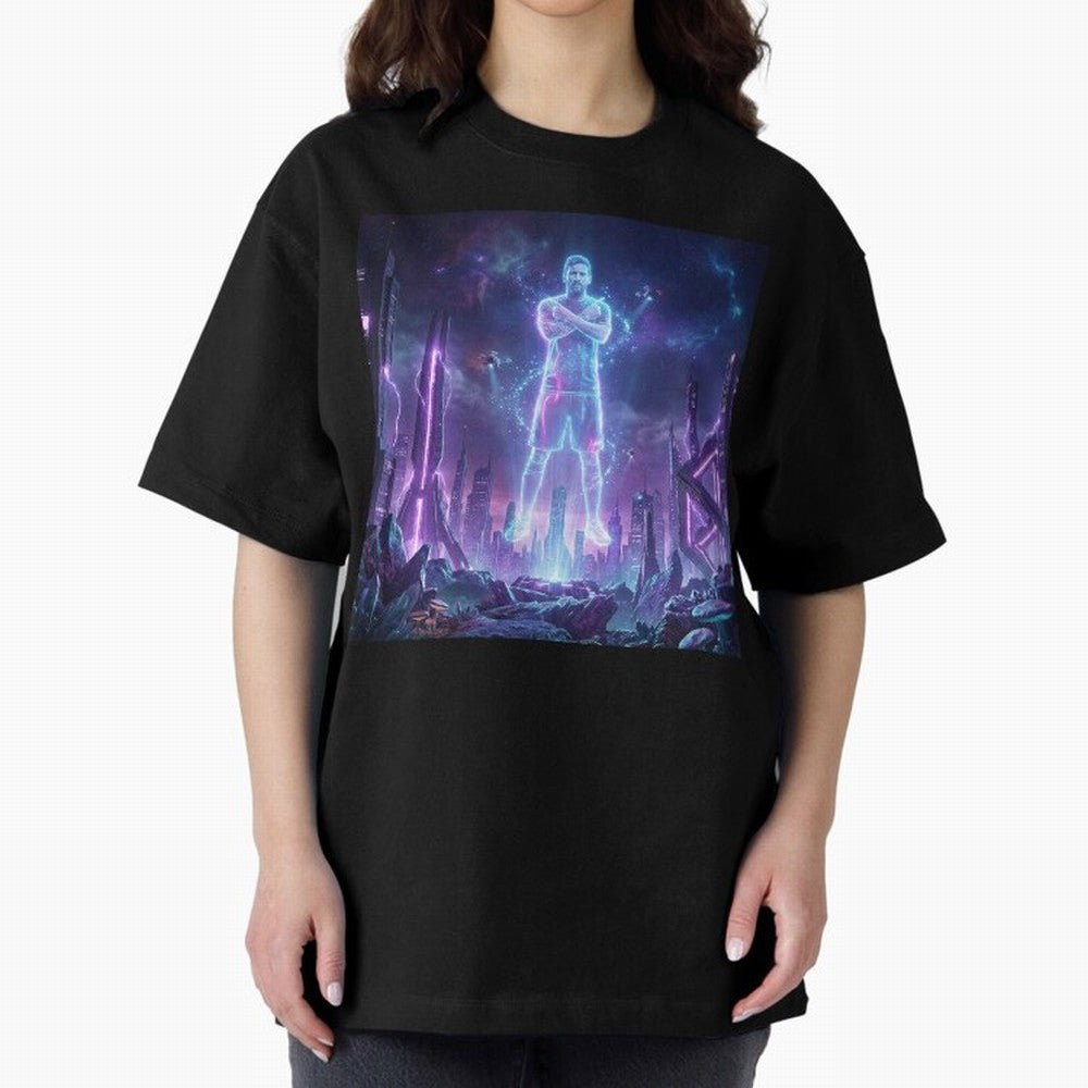 Lionel Messi (GOAT) Hologram in Futuristic Cyberpunk City Classic T-Shirt Upgrade FIFA World Cup 2026 USA Canada Mexico Capturing Haaland, Brazil, Portugal and Argentina Energy, Stadium Chants, National Pride, Trophy Dreams and Unforgettable