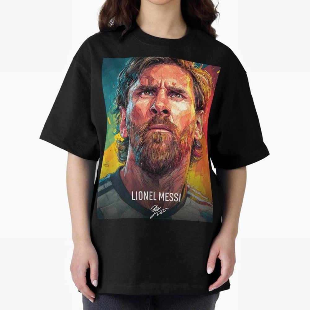 Lionel Messi Football Soccer Player Colorful Modern Portrait Classic T-Shirt Celebrate Golden Goal Energy in FIFA World Cup 2026 Group Stage for Fans of Mbappe and Argentina, Bringing Retro Football Energy, Iconic Rivalries, Trophy Chase Drama and