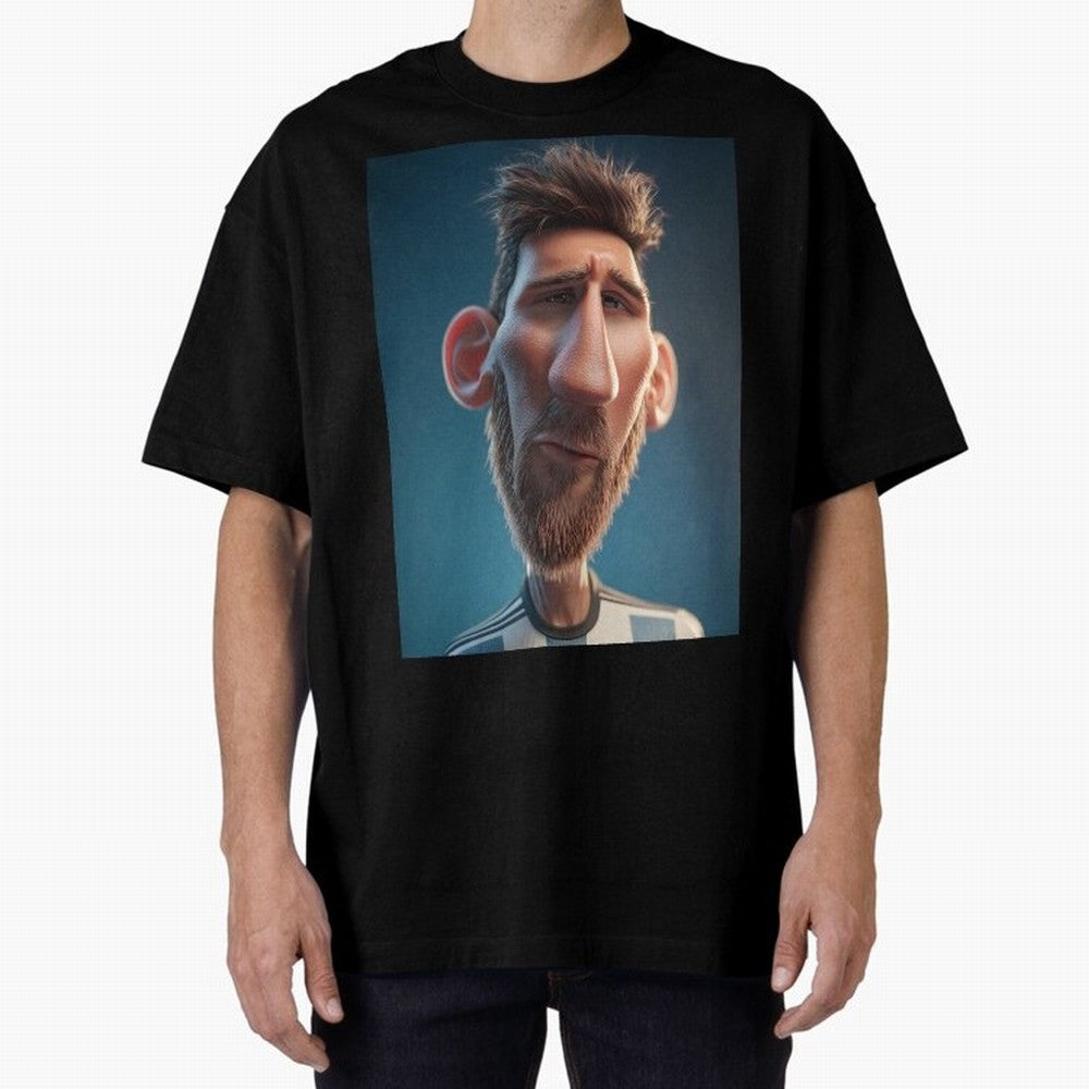 Lionel Messi Funny Soccer Cartoon Football Star Oversized T-Shirt Treasure FIFA World Cup 2026 Inspired by Haaland, Argentina, France and Brazil Energy, Stadium Chants, National Pride, Trophy Dreams and Unforgettable Football Memories; Great for