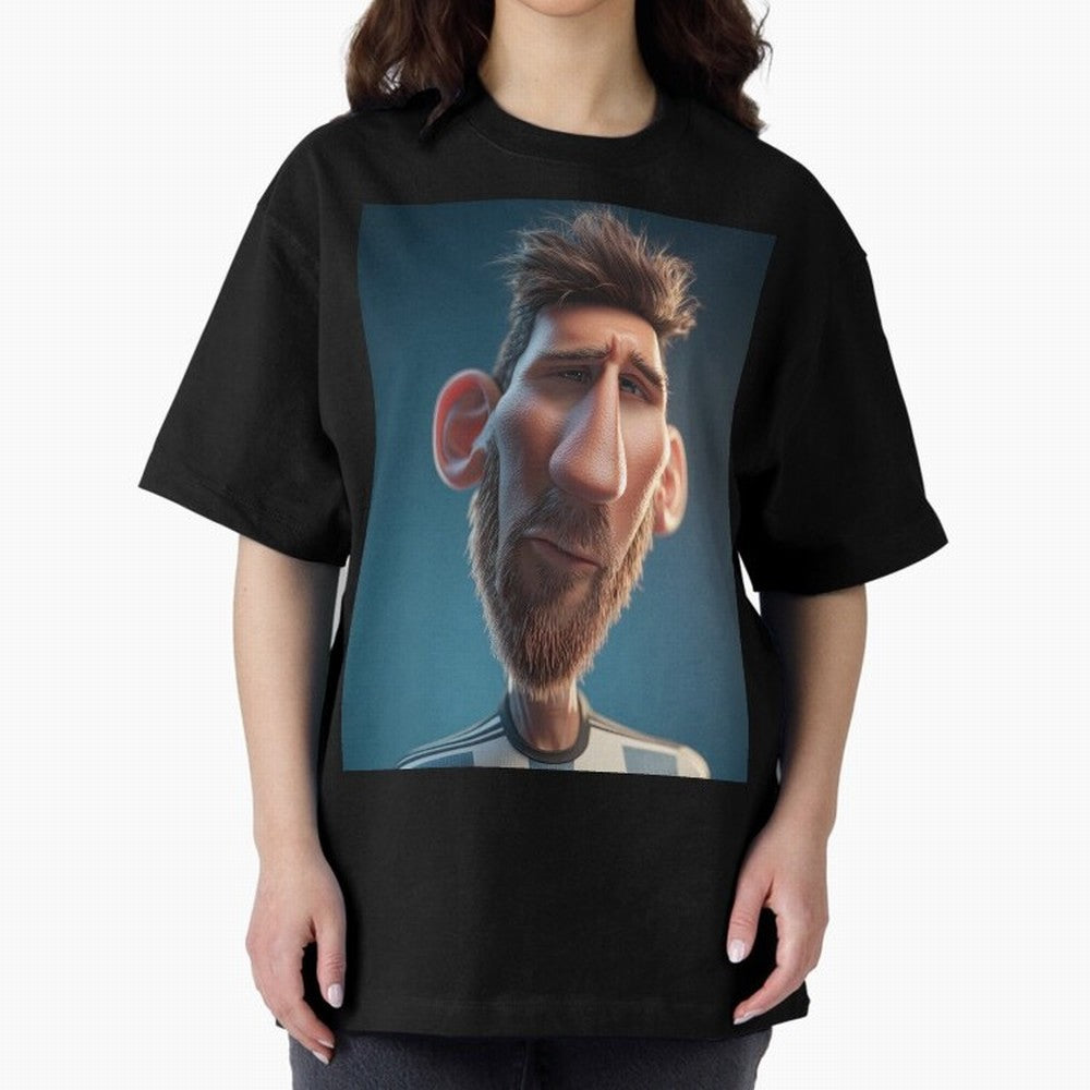 Lionel Messi Funny Soccer Cartoon Football Star Oversized T-Shirt Treasure FIFA World Cup 2026 Inspired by Haaland, Argentina, France and Brazil Energy, Stadium Chants, National Pride, Trophy Dreams and Unforgettable Football Memories; Great for