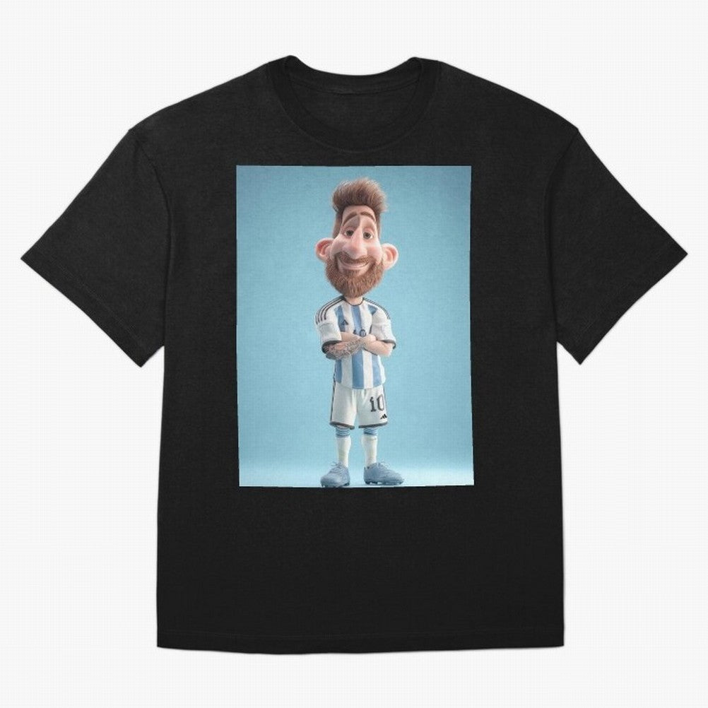 Lionel Messi Soccer Caricature Cartoon Football Legend Classic T-Shirt Make Every Kick Count in FIFA World Cup 2026 Spirit, Featuring England and Germany, Mbappe, Worldwide Fan Energy, Dramatic Goals, Stadium Lights and Championship Celebrations;