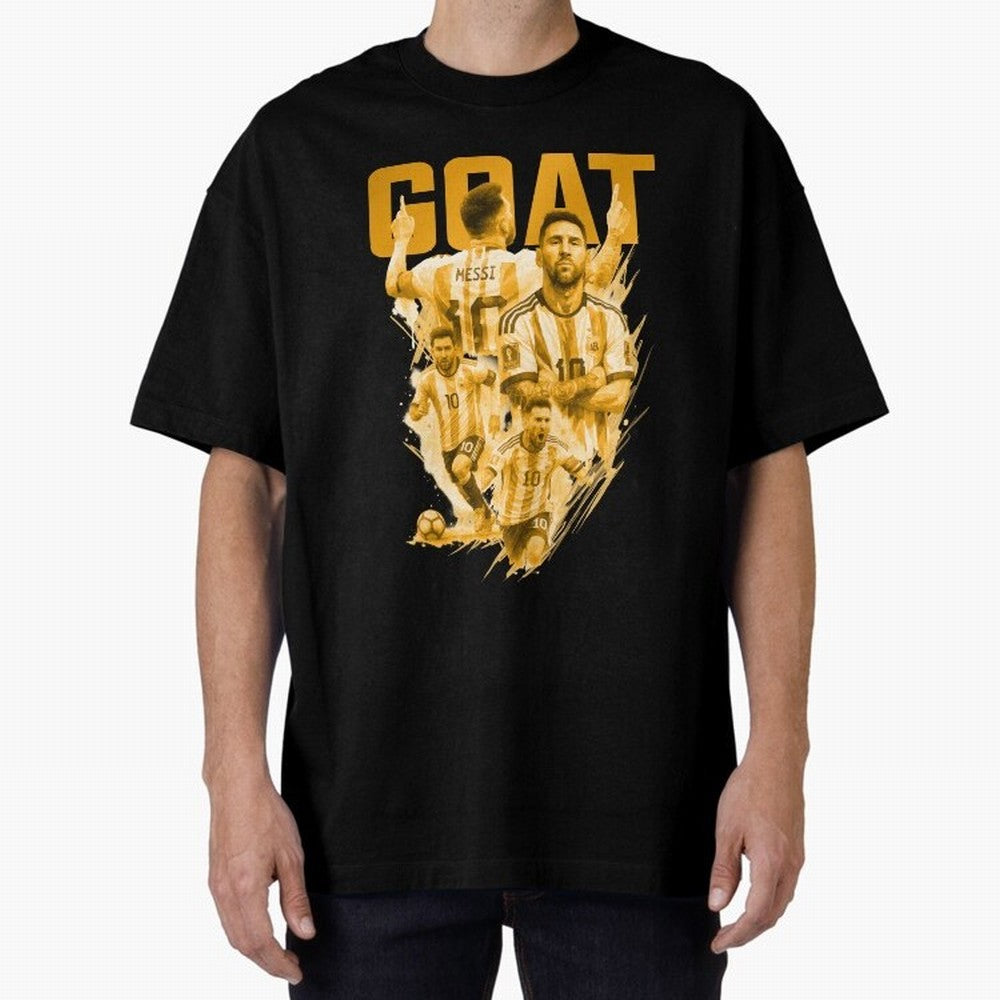 GOLD GOAT Lionel Messi watercolor illustration Oversized T-Shirt Celebrate the Magic of the FIFA World Cup 2026 Journey through Cristiano Ronaldo, Haaland and CR7 Highlights, Germany Pride, Match Day Excitement, Supporter Culture, Golden Goals and