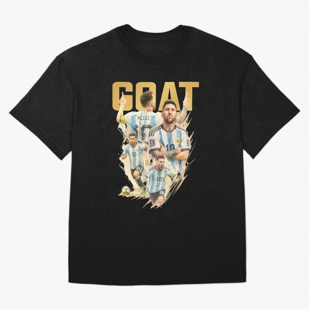 GOAT Lionel Messi watercolor illustration Oversized T-Shirt Represent the Passion of FIFA World Cup 2026 Group Stage for Fans of Messi and Cristiano Ronaldo and Argentina and Brazil, Bringing Worldwide Fan Energy, Dramatic Goals, Stadium Lights and