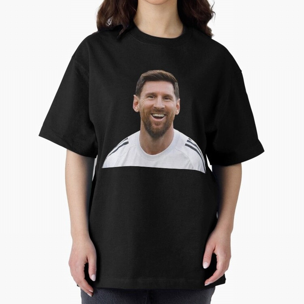 Lionel Messi smiling Oversized T-Shirt Wear the Spirit of FIFA World Cup 2026 Highlighting CR7, England and Germany Energy, Global Supporter Spirit, Legendary Goals, National Colors and Tournament Celebration; Made for Collectors Who Enjoy Iconic