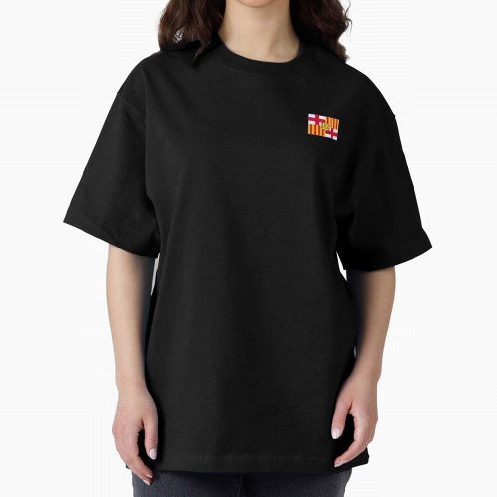 Vintage Catalan Football Heritage Flag Oversized T-Shirt Bring Home FIFA World Cup 2026 Group Stage Spirit, Centered on Brazil, Haaland and Mbappe, Football Festival Excitement, Trophy Ambitions, Country Rivalries and Star Player Buzz; Made for Die