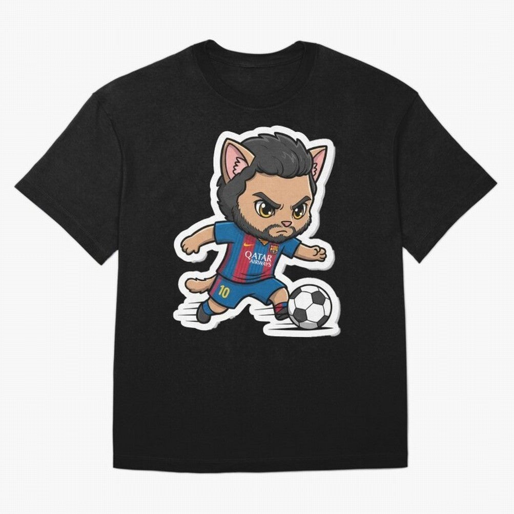 Fcb - Fc Barcelona | Cute Cat Messi with Jersey Barcelona Classic T-Shirt Turn Up for Global Football Passion for FIFA World Cup 2026 Group Stage, Connected to Neymar, Haaland and Cristiano Ronaldo, France, Soccer Culture, Superstar Moments,