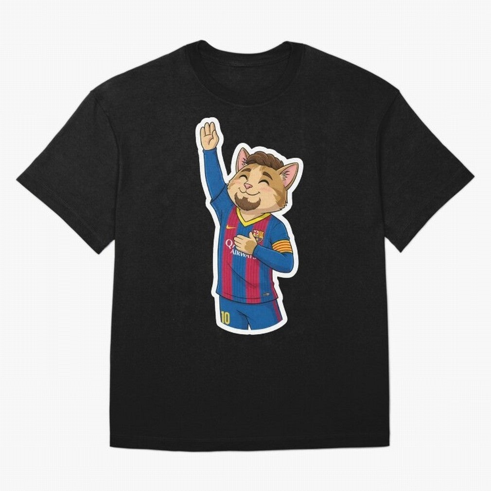 Fcb - Fc Barcelona | Cute Cat Messi with Jersey Barcelona Oversized T-Shirt Experience the Global Stage of the FIFA World Cup 2026 USA Canada Mexico Journey through CR7 Highlights, Portugal, Spain and Germany Pride, Classic Soccer Heritage,