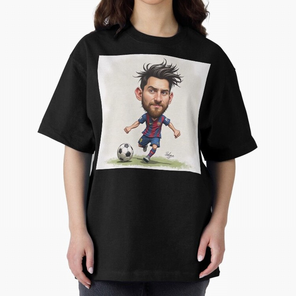 The Little Magician ¨C Caricature of Lionel Messi Oversized T-Shirt Bring Legendary Rivalry Energy to Match Day Hype around FIFA World Cup 2026 USA Canada Mexico, Neymar, Haaland and Cristiano Ronaldo, Netherlands, Retro Football Energy, Iconic