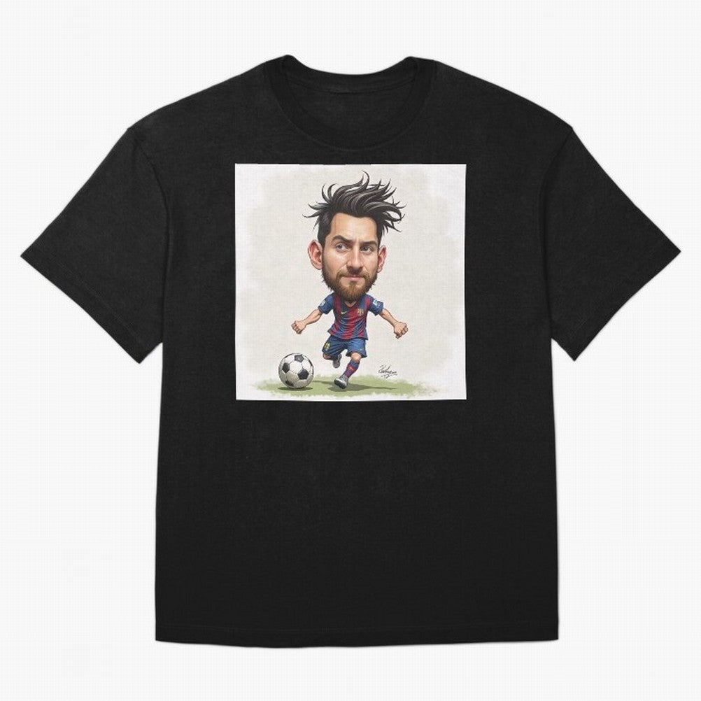 The Little Magician ¨C Caricature of Lionel Messi Oversized T-Shirt Bring Legendary Rivalry Energy to Match Day Hype around FIFA World Cup 2026 USA Canada Mexico, Neymar, Haaland and Cristiano Ronaldo, Netherlands, Retro Football Energy, Iconic