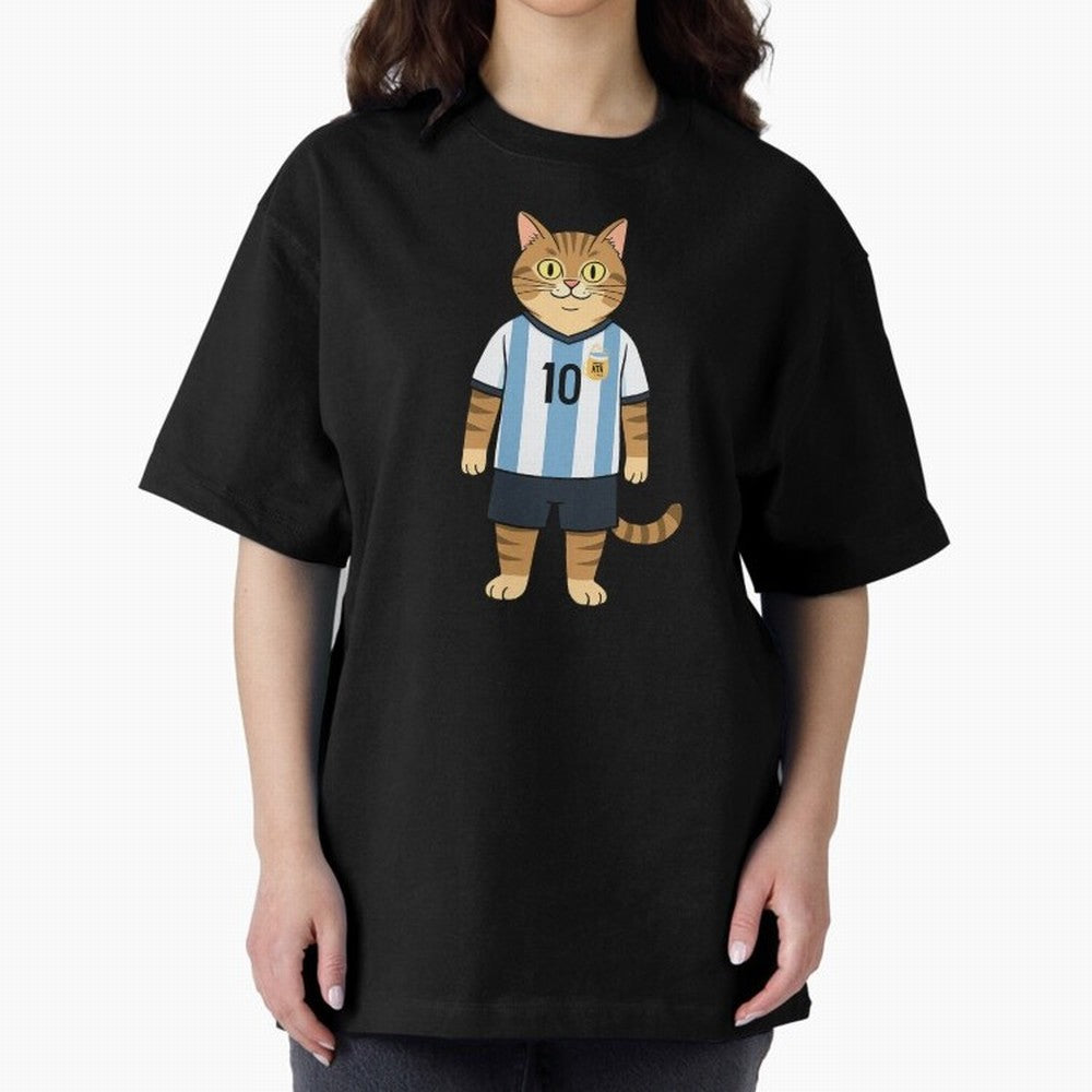 Lionel the Soccer Cat Oversized T-Shirt Bring a Vintage Feel to the FIFA World Cup 2026 Group Stage Journey through Cristiano Ronaldo, Haaland and CR7 Highlights, Brazil, Portugal and Argentina Pride, Tournament Hype, Historic Matchups, Family