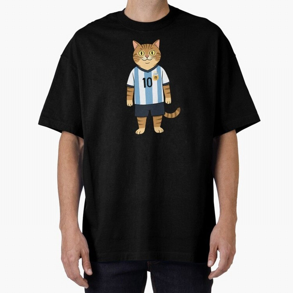 Lionel the Soccer Cat Oversized T-Shirt Bring a Vintage Feel to the FIFA World Cup 2026 Group Stage Journey through Cristiano Ronaldo, Haaland and CR7 Highlights, Brazil, Portugal and Argentina Pride, Tournament Hype, Historic Matchups, Family