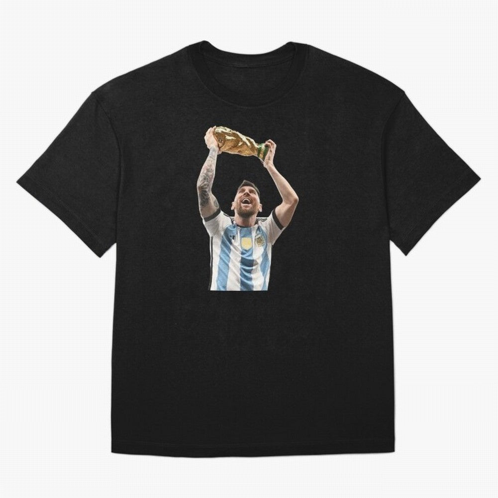 Lionel Messi lifting the World Cup Classic T-Shirt Turn Every Weekend Toward Match Day Hype around FIFA World Cup 2026, CR7 and Messi, Spain, Supporter Pride, Iconic Celebrations, Legendary Names and Global Match Day Energy; Created for Match Day