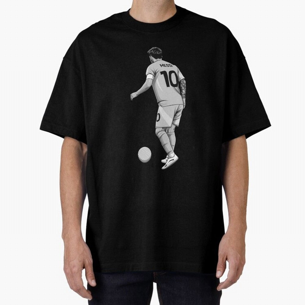 Lionel Messi Black and White Version Classic T-Shirt Spotlight FIFA World Cup 2026 for Fans of Neymar and Portugal, Spain and Germany, Bringing Retro Football Energy, Iconic Rivalries, Trophy Chase Drama and Stadium Atmosphere; Perfect for Fans,