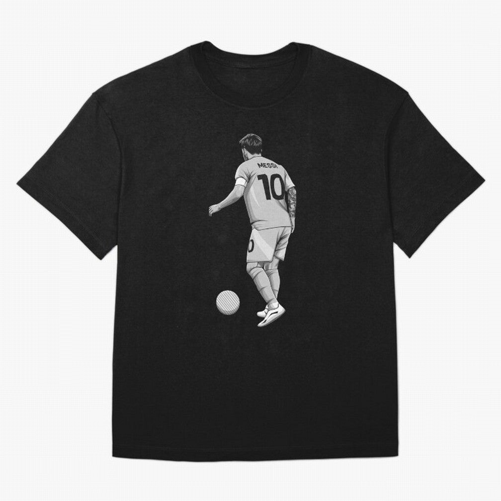 Lionel Messi Black and White Version Classic T-Shirt Spotlight FIFA World Cup 2026 for Fans of Neymar and Portugal, Spain and Germany, Bringing Retro Football Energy, Iconic Rivalries, Trophy Chase Drama and Stadium Atmosphere; Perfect for Fans,