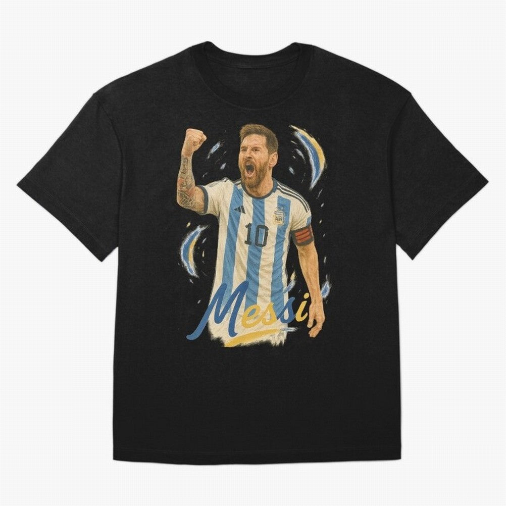 Lionel Messi Argentina Art ¨C Iconic World Cup Champion Tribute Design	 Oversized T-Shirt Bring Champion Energy into Global Football Passion for FIFA World Cup 2026 Group Stage, Featuring Neymar, Haaland and Cristiano Ronaldo, Spain and