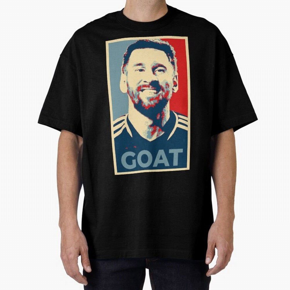 Messi - Hope Oversized T-Shirt Honor Global Football Passion for FIFA World Cup 2026 Group Stage, Celebrating Neymar, Haaland and Cristiano Ronaldo, Portugal, Global Supporter Spirit, Legendary Goals, National Colors and Tournament Celebration;