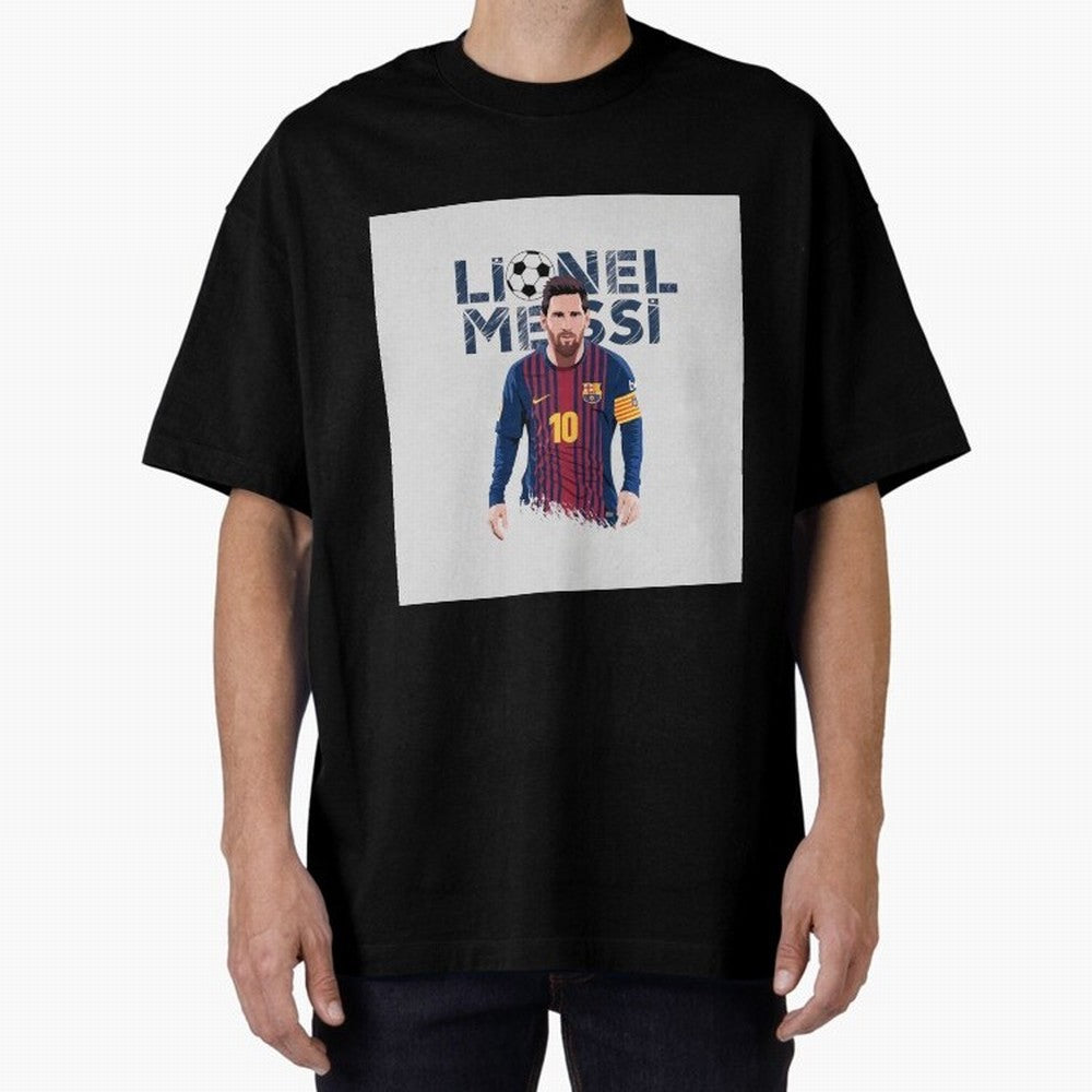 Stylized Lionel Messi Barcelona Illustration ¨C Iconic Football Artwork Oversized T-Shirt Support Your Favorite Stars during FIFA World Cup 2026 Group Stage Spirit, Filled with Netherlands, Messi, Stadium Memories, Football Loyalty, International