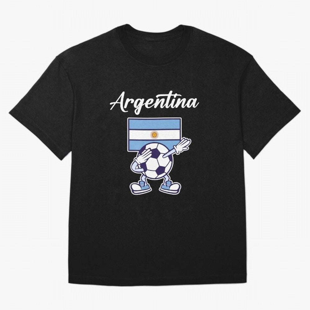 ARGENTINA - Dabbing Football Soccer Ball - ARGENTINA Oversized T-Shirt Celebrate Rivalries and Pride in FIFA World Cup 2026 Group Stage Spirit, Centered on France, Messi, CR7 and Mbappe, Global Supporter Spirit, Legendary Goals, National Colors and