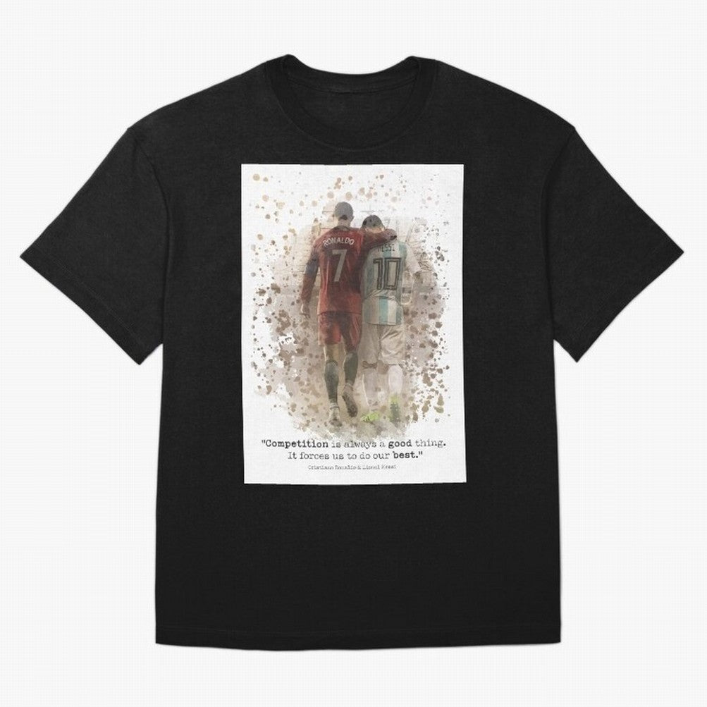 Cristiano Ronaldo Messi Soccer Quote Poster Oversized T-Shirt Relive Legendary Nights from the FIFA World Cup 2026 USA Canada Mexico Journey through Haaland and Mbappe Highlights, Portugal, Spain and Germany Pride, Global Supporter Spirit,