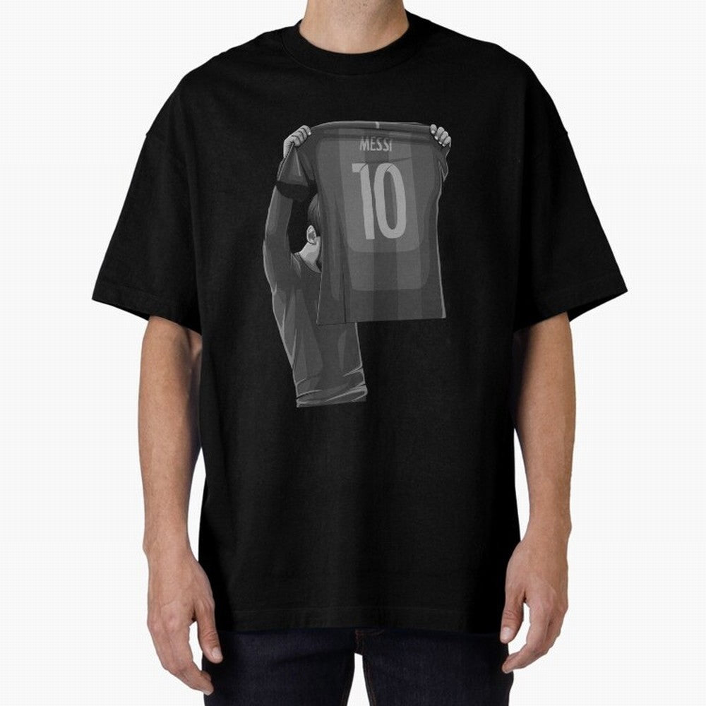 Lionel Messi Black and White Version Oversized T-Shirt Turn Up for FIFA World Cup 2026 Spirit, Celebrating Brazil, Portugal and Argentina, Neymar, Goal Celebration Energy, Supporter Heritage, Football Icons and Worldwide Tournament Joy; Made for