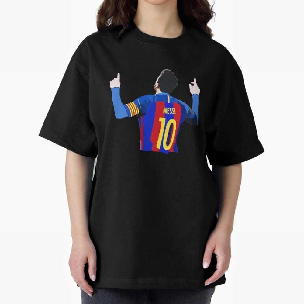 Lionel Messi vector art Oversized T-Shirt Cheer through Every Moment of the FIFA World Cup 2026 Group Stage Journey through Cristiano Ronaldo, Haaland and CR7 Highlights, Portugal, Spain and Germany Pride, Sports Nostalgia, International