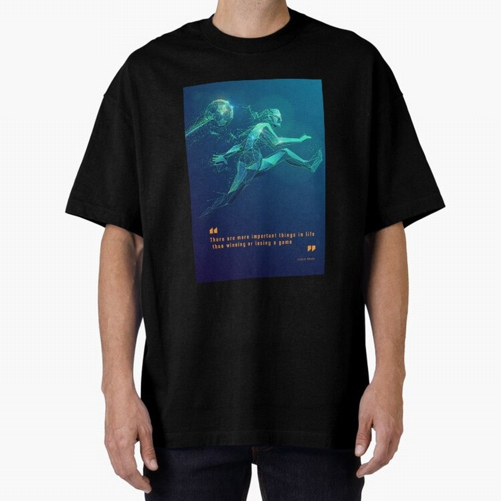 soccer football graphic Lionel Messi quotes Oversized T-Shirt Bring International Match Energy to FIFA World Cup 2026 Group Stage Spirit, Celebrating Argentina and Brazil, Haaland, Sports Nostalgia, International Competition, Famous Players and