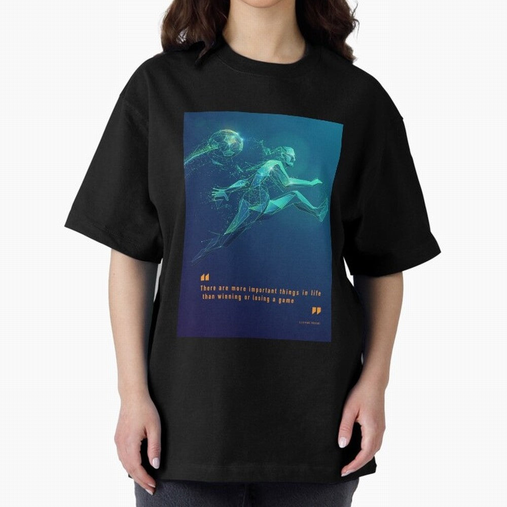 soccer football graphic Lionel Messi quotes Oversized T-Shirt Bring International Match Energy to FIFA World Cup 2026 Group Stage Spirit, Celebrating Argentina and Brazil, Haaland, Sports Nostalgia, International Competition, Famous Players and