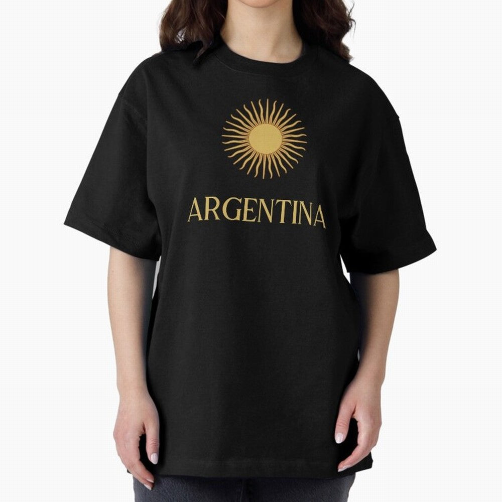 Argentina Gold Oversized T-Shirt Stand Out with Spirit from FIFA World Cup 2026 Group Stage for Fans of Cristiano Ronaldo, Haaland and CR7 and France and Portugal, Bringing Goal Celebration Energy, Supporter Heritage, Football Icons and Worldwide