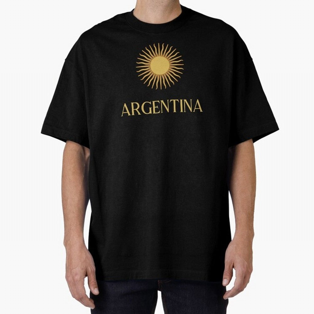 Argentina Gold Oversized T-Shirt Stand Out with Spirit from FIFA World Cup 2026 Group Stage for Fans of Cristiano Ronaldo, Haaland and CR7 and France and Portugal, Bringing Goal Celebration Energy, Supporter Heritage, Football Icons and Worldwide