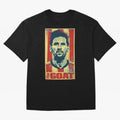 Messi The GOAT Graphic poster design Premium T-Shirt Support Your Favorite Stars during FIFA World Cup 2026 Group Stage Spirit, Filled with Netherlands, Messi, Stadium Memories, Football Loyalty, International Chants and Championship Tradition;