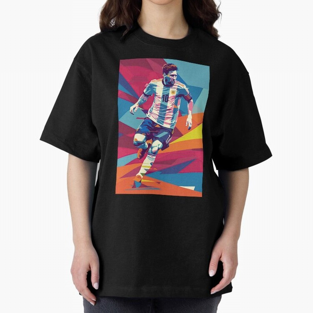 Messi in action Graphic poster design Premium T-Shirt Follow FIFA World Cup 2026 Group Stage Spirit, Driven by Argentina, France and Brazil, Mbappe and Neymar, Champion Mindset, Group Stage Buzz, Knockout Tension and Passionate Fan Culture; Created