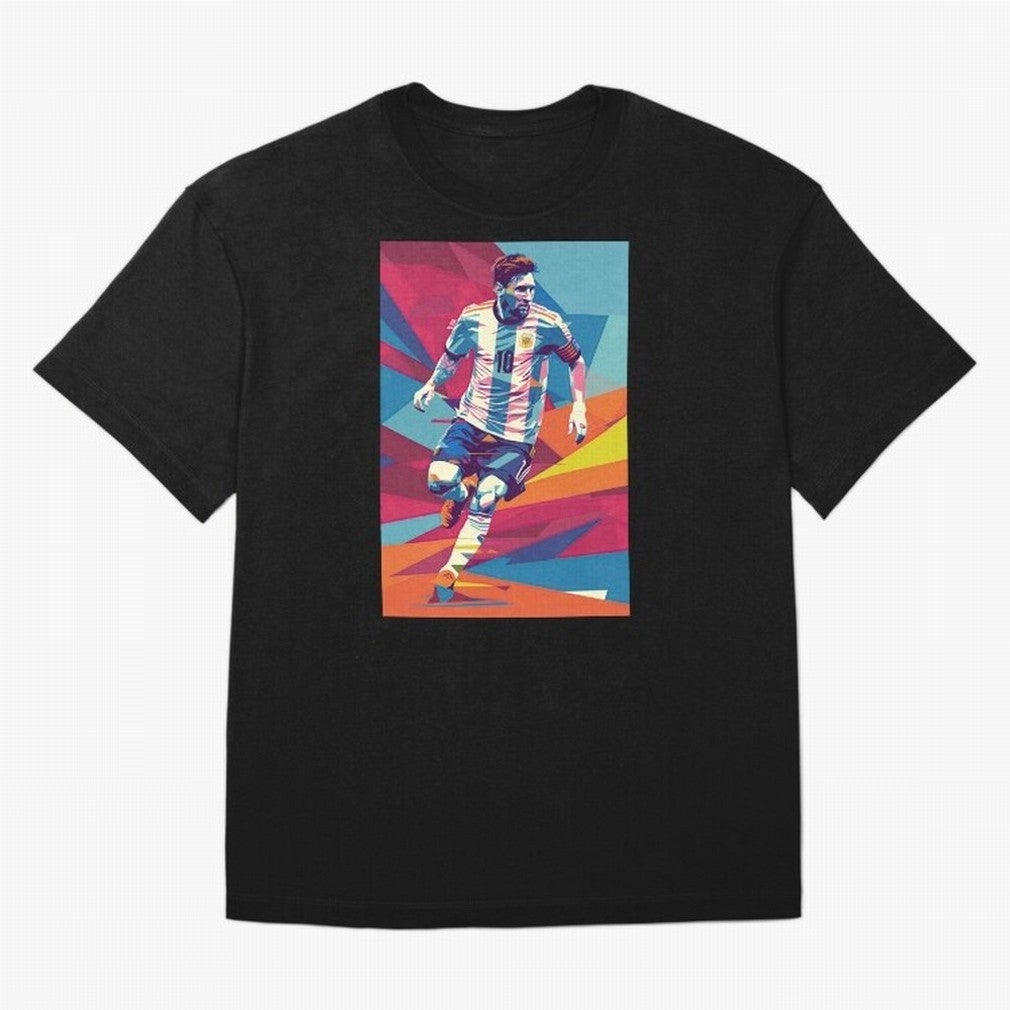 Messi in action Graphic poster design Premium T-Shirt Follow FIFA World Cup 2026 Group Stage Spirit, Driven by Argentina, France and Brazil, Mbappe and Neymar, Champion Mindset, Group Stage Buzz, Knockout Tension and Passionate Fan Culture; Created