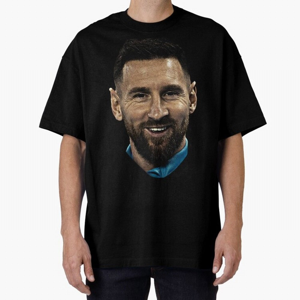Messi Iconic Smile - Streetwear Style Portrait Premium T-Shirt Bring Stadium Energy to FIFA World Cup 2026 Group Stage Connected to Messi, CR7 and Mbappe, Argentina, France and Brazil Energy, Champion Mindset, Group Stage Buzz, Knockout Tension and