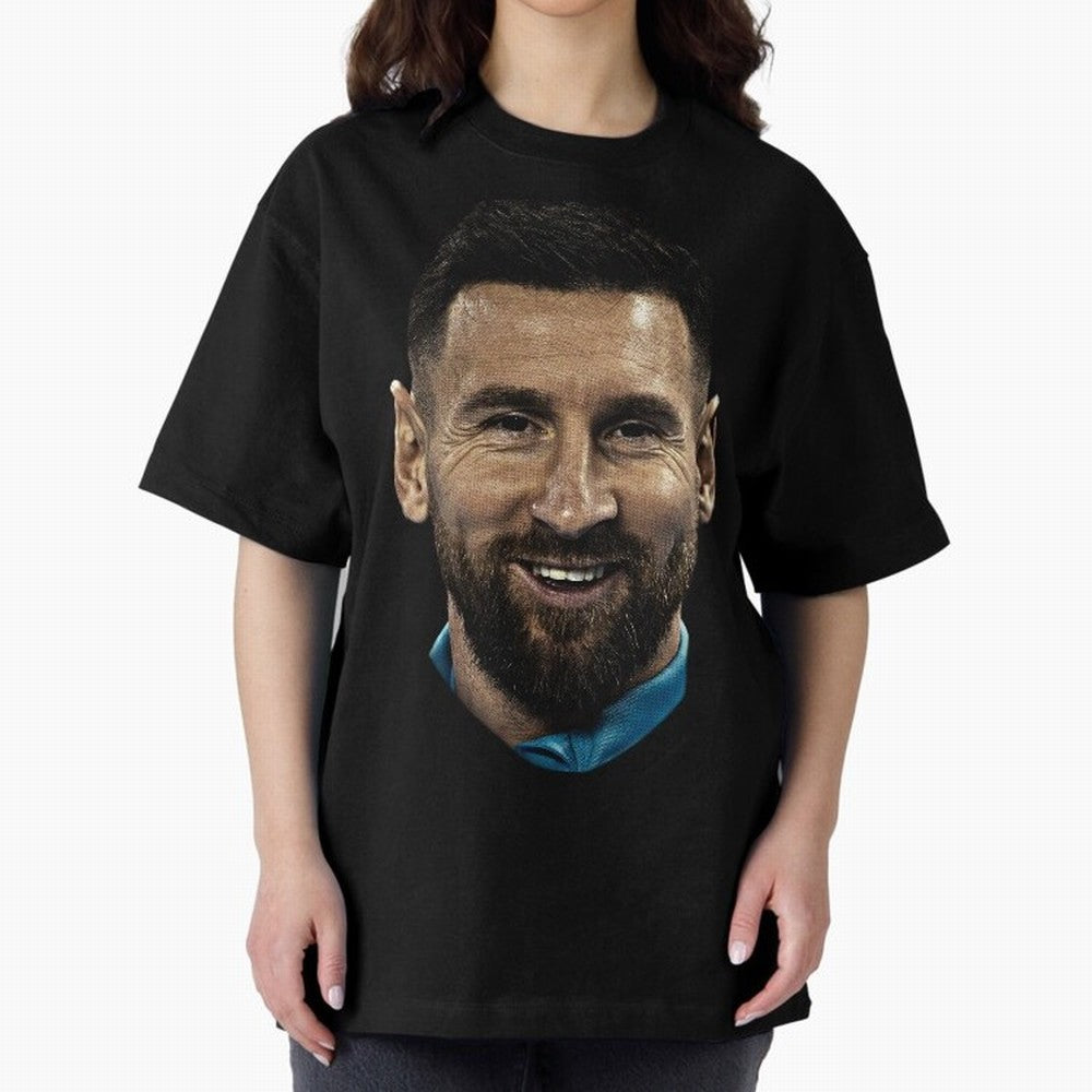 Messi Iconic Smile - Streetwear Style Portrait Premium T-Shirt Bring Stadium Energy to FIFA World Cup 2026 Group Stage Connected to Messi, CR7 and Mbappe, Argentina, France and Brazil Energy, Champion Mindset, Group Stage Buzz, Knockout Tension and