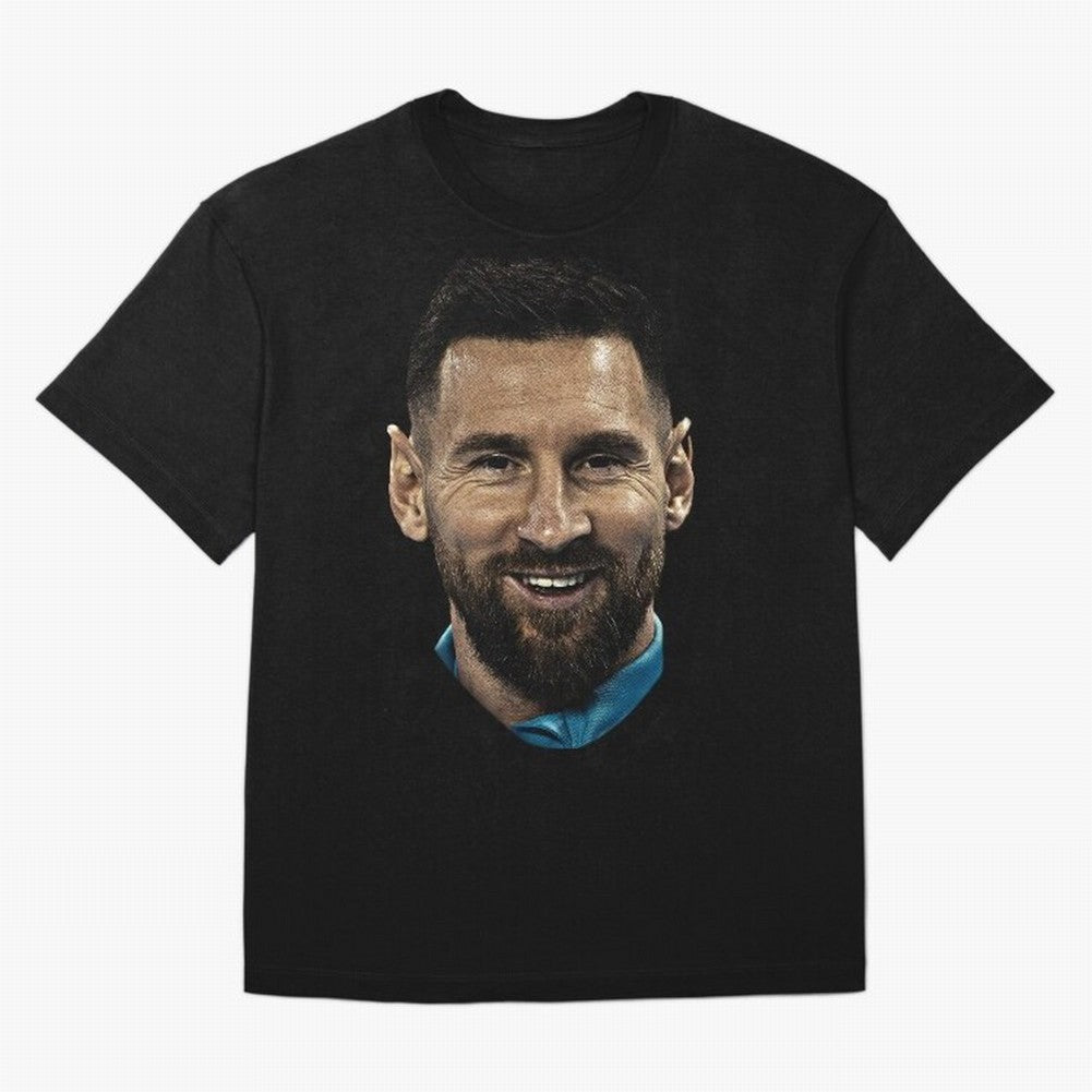 Messi Iconic Smile - Streetwear Style Portrait Premium T-Shirt Bring Stadium Energy to FIFA World Cup 2026 Group Stage Connected to Messi, CR7 and Mbappe, Argentina, France and Brazil Energy, Champion Mindset, Group Stage Buzz, Knockout Tension and