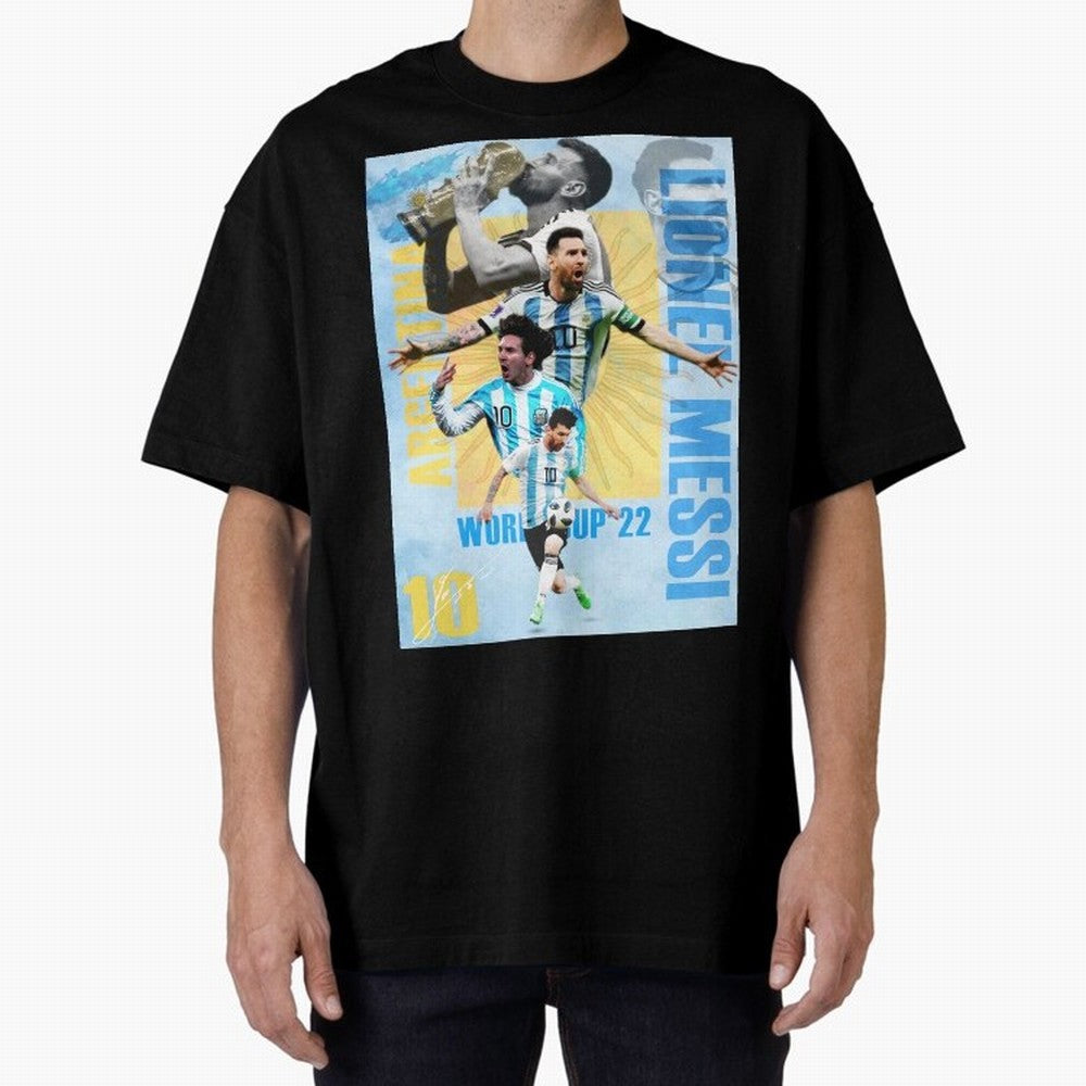 Lionel Messi Argentina World Cup Victory Poster - 2022 Soccer Champion Wall Art Premium T-Shirt Join FIFA World Cup 2026 Made for Messi and Cristiano Ronaldo, England Energy, Vintage Soccer Flavor, Modern Football Stars, National Flags and Final
